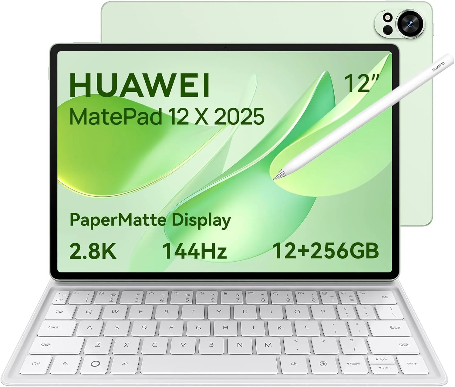 تبلت HUAWEI MatePad 12X 2025 با نمایشگر 12 اینچی PaperMatte با رزولوشن 2.8K، نرخ نوسازی 144 هرتز، 12+256 گیگابایت، باتری 10100 میلی آمپر ساعتی، شارژ سریع 66 واتی، WiFi 7، WPS Office، 6 بلندگو، کیبورد فوق سبک + M-Pencil Pro رایگان، سبز