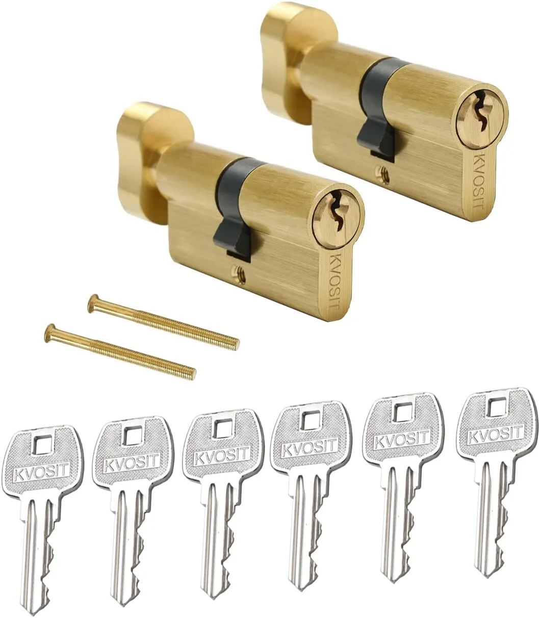 سیلندر قفل کلید یکسان برنجی جامد با 3 کلید برنجی 63 میلی متر (2 عدد) قفل درب طوفانی پلا، سیلندر یکسان کلید برنجی برس خورده برای درب امنیتی انبار سیلندر قفل کلید یکسان برنجی جامد با 3 کلید برنجی 63 میلی متر (2 عدد) قفل درب طوفانی پلا، سیلندر یکسان کلید برنجی برس خورده برای درب امنیتی انبار