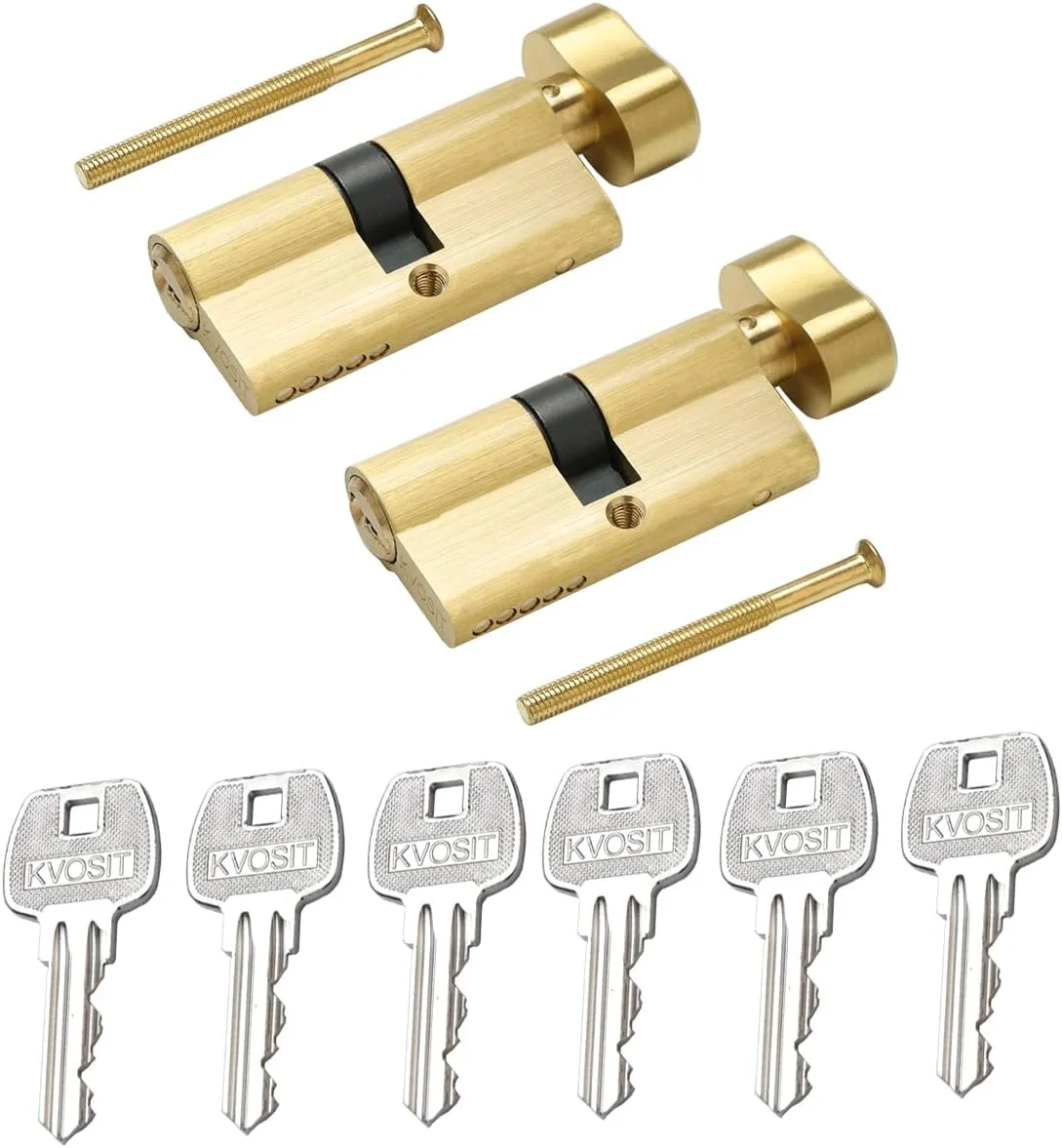 سیلندر قفل کلید یکسان برنجی جامد با 3 کلید برنجی 63 میلی متر (2 عدد) قفل درب طوفانی پلا، سیلندر یکسان کلید برنجی برس خورده برای درب امنیتی انبار سیلندر قفل کلید یکسان برنجی جامد با 3 کلید برنجی 63 میلی متر (2 عدد) قفل درب طوفانی پلا، سیلندر یکسان کلید برنجی برس خورده برای درب امنیتی انبار