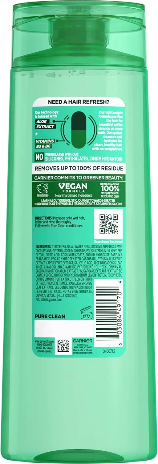 شامپو پاک کننده خالص گارنیه Fructis، بدون پارابن و سیلیکون، حاوی عصاره آلوئه ورا و ویتامین E، بطری 370 میلی لیتری شامپو پاک کننده خالص گارنیه Fructis، بدون پارابن و سیلیکون، حاوی عصاره آلوئه ورا و ویتامین E، بطری 370 میلی لیتری