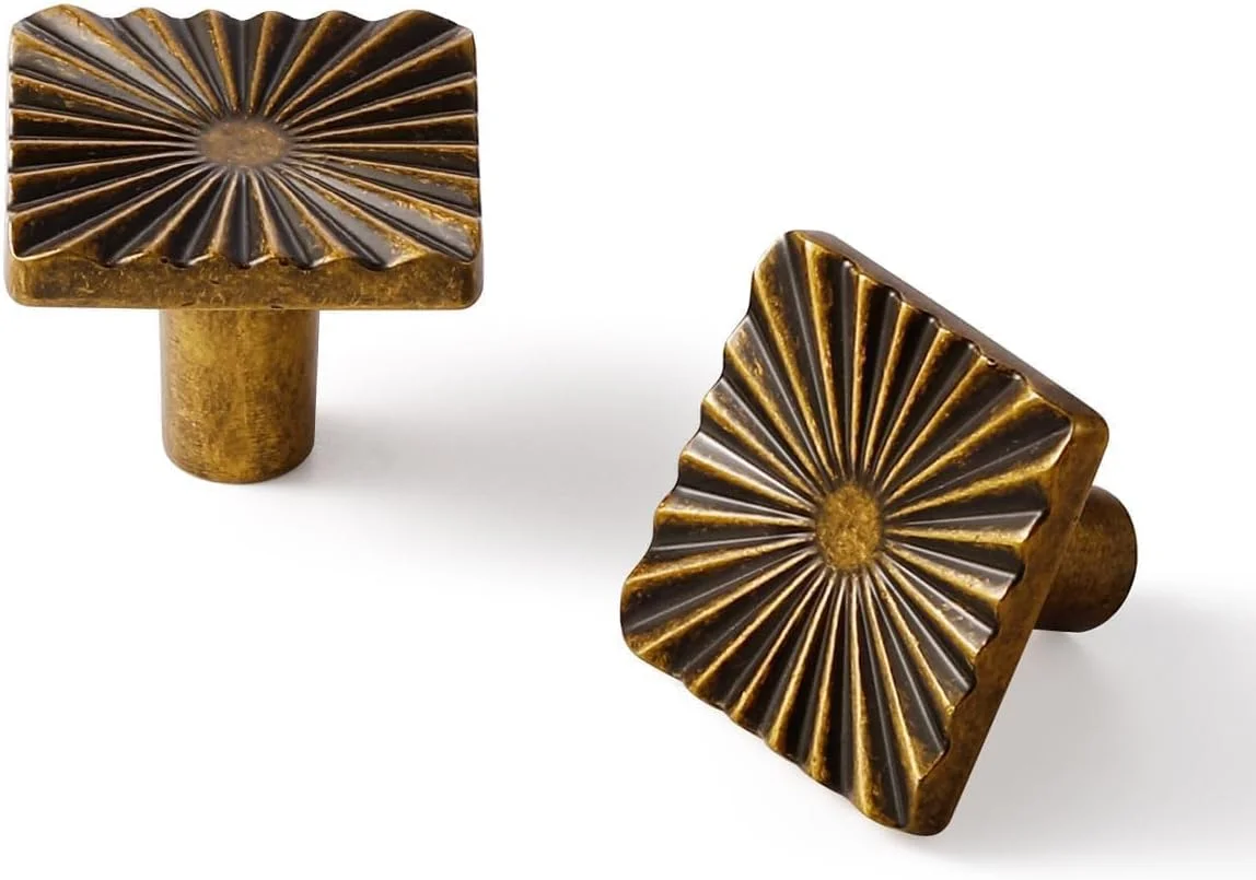 دستگیره کابینت طلایی SORWDUERM، بسته 5 عددی، دستگیره مربعی کشو برنجی برس خورده، دستگیره کمد حمام، سخت افزار آلیاژ روی