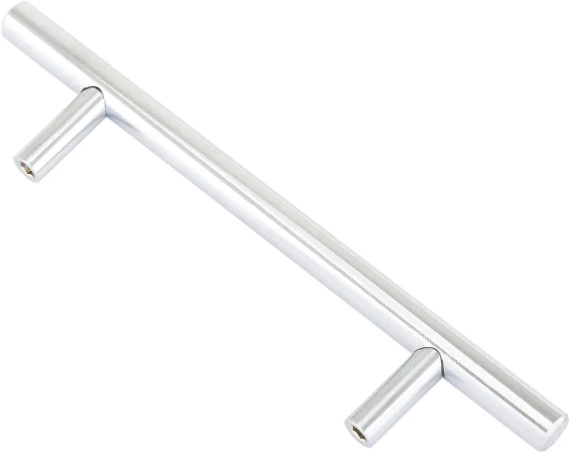 دستگیره T شکل روکش کروم Robustline نقره ای استیل ضد زنگ کابینت آشپزخانه کشو T-Bar دستگیره کابینت و مبلمان دستگیره درب کابینت