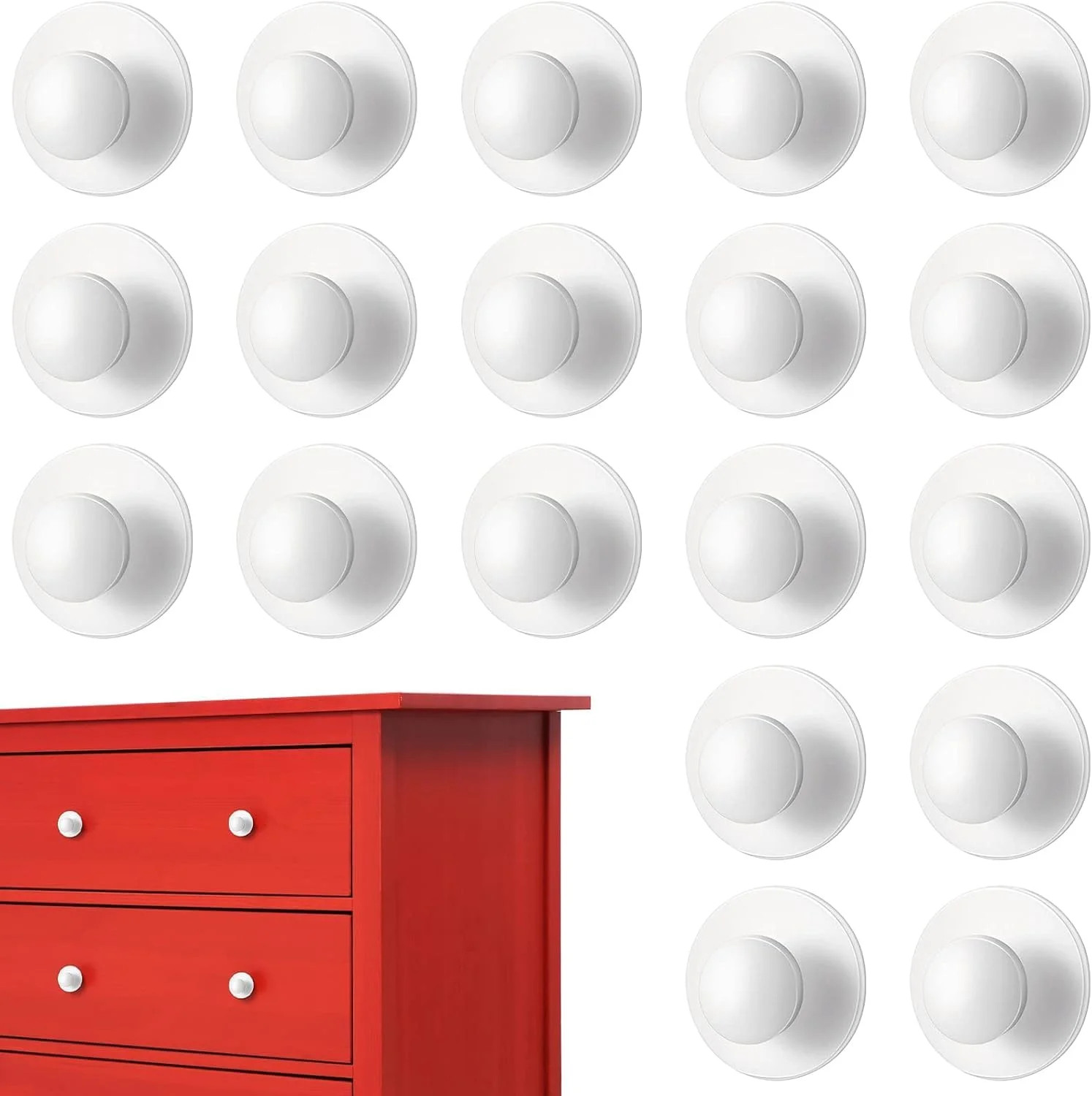 دستگیره کابینت چسبی فوری تزویق، بسته 20 عددی، دستگیره کوچک فوری خود چسب برای کابینت، کشو، کمد و پنجره، دستگیره های کوچک سازمان دهنده (سفید)