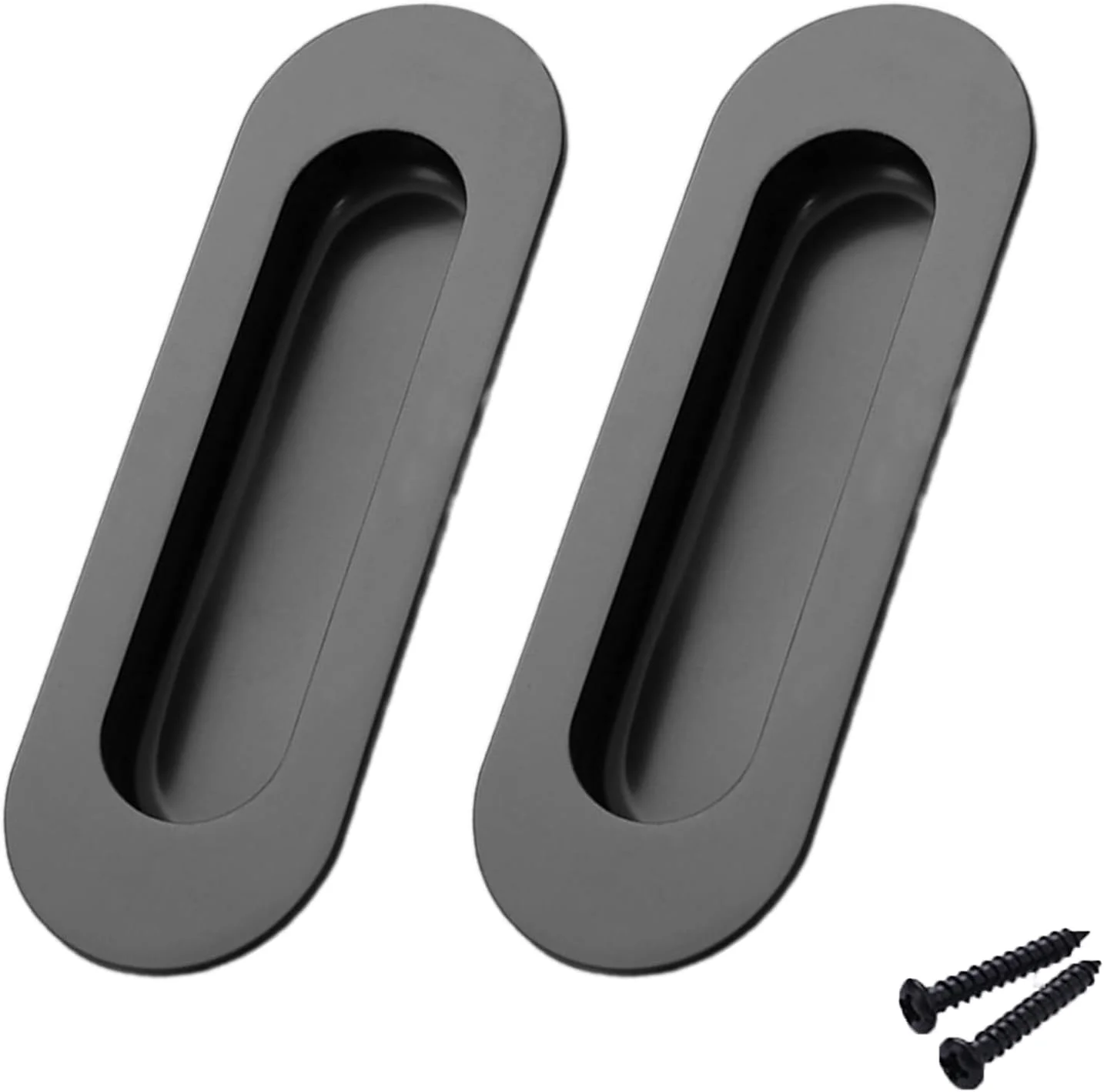 دستگیره درب کشویی RLMVGBX، بسته 2 عددی، دستگیره کشوی کابینت استیل ضد زنگ مشکی، دستگیره های فرورفته انگشتی همسطح، برای درب کمد لباس، بوفه، آشپزخانه