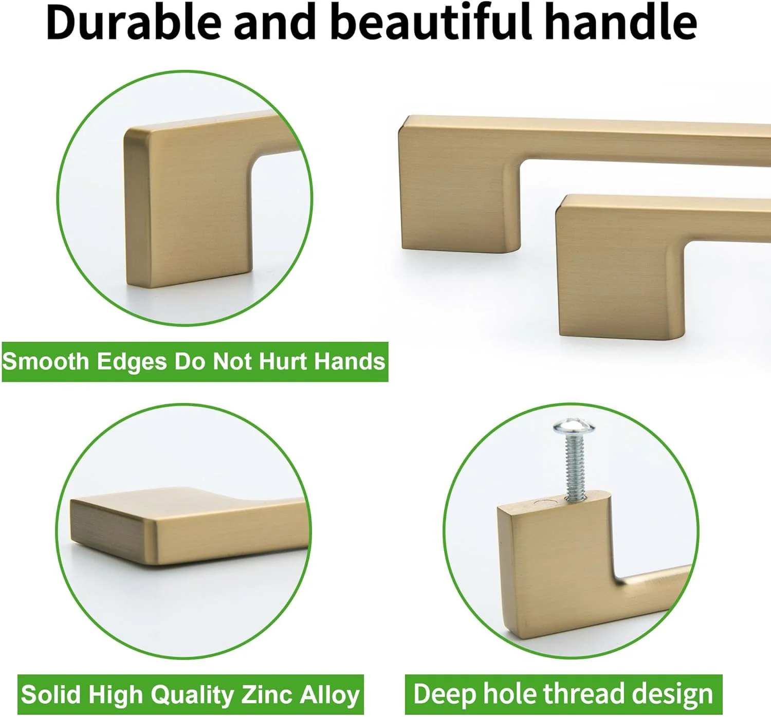 دستگیره کابینت کلاسیک TUNNY بسته 10 عددی - فاصله پیچ 76 میلی متر دستگیره سخت افزاری مبلمان مشکی مات برای کشو کابینت آشپزخانه کابینت اتاق خواب (طلایی شامپاین، مرکز سوراخ 256 میلی متر)