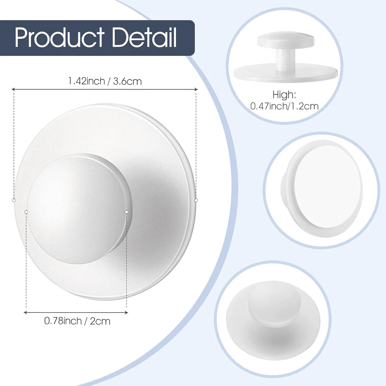 دستگیره کابینت چسبی فوری تزویق، بسته 20 عددی، دستگیره کوچک فوری خود چسب برای کابینت، کشو، کمد و پنجره، دستگیره های کوچک سازمان دهنده (سفید)