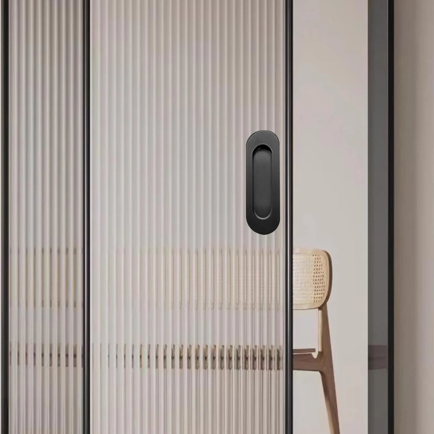 دستگیره درب کشویی RLMVGBX، بسته 2 عددی، دستگیره کشوی کابینت استیل ضد زنگ مشکی، دستگیره های فرورفته انگشتی همسطح، برای درب کمد لباس، بوفه، آشپزخانه