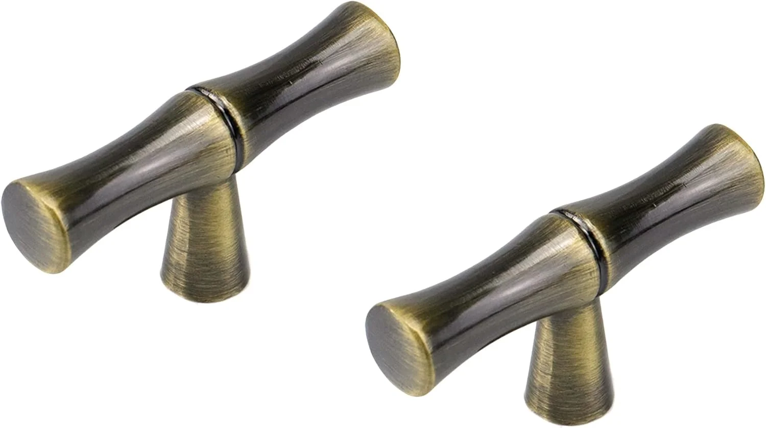 تیغال 2 عدد دستگیره کشو تک سوراخ طرح بامبو آلیاژ روی، طول 1.97 اینچ، دستگیره های جامد برنزی با پیچ برای کشو کابینت آشپزخانه و حمام اداری