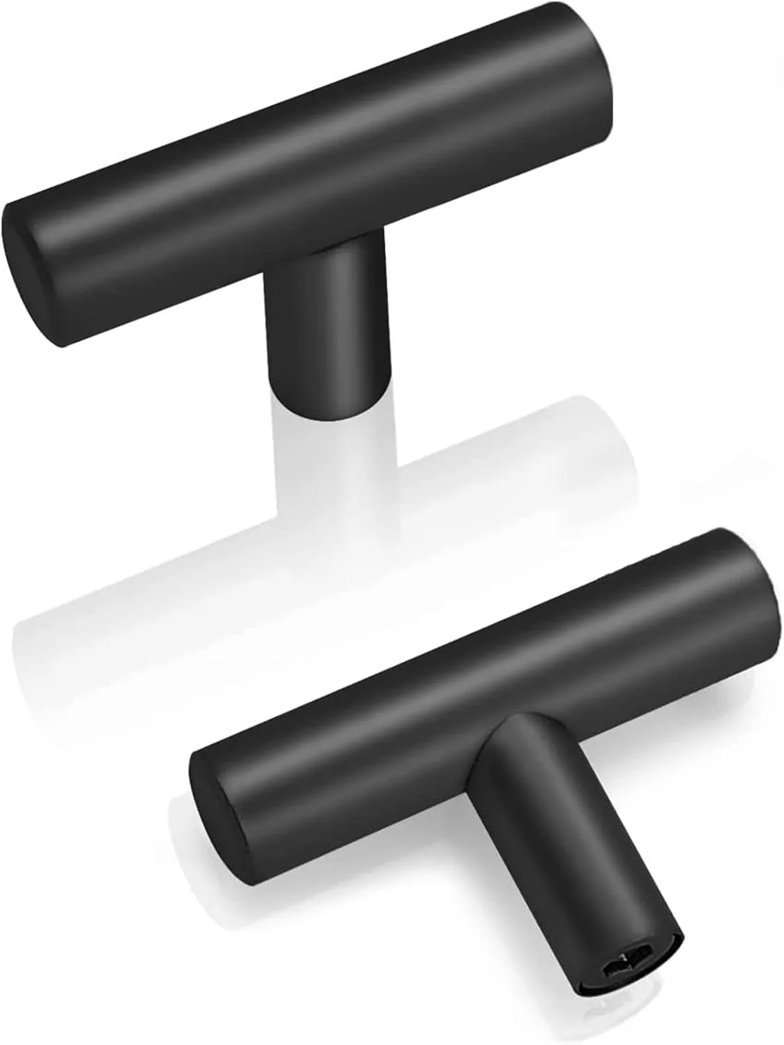 دستگیره کابینت تی شکل Tepengdie، بسته 5 عددی، دستگیره درب آشپزخانه، دستگیره تک سوراخ تخت کابینت، دستگیره تی شکل استیل ضد زنگ (مشکی)