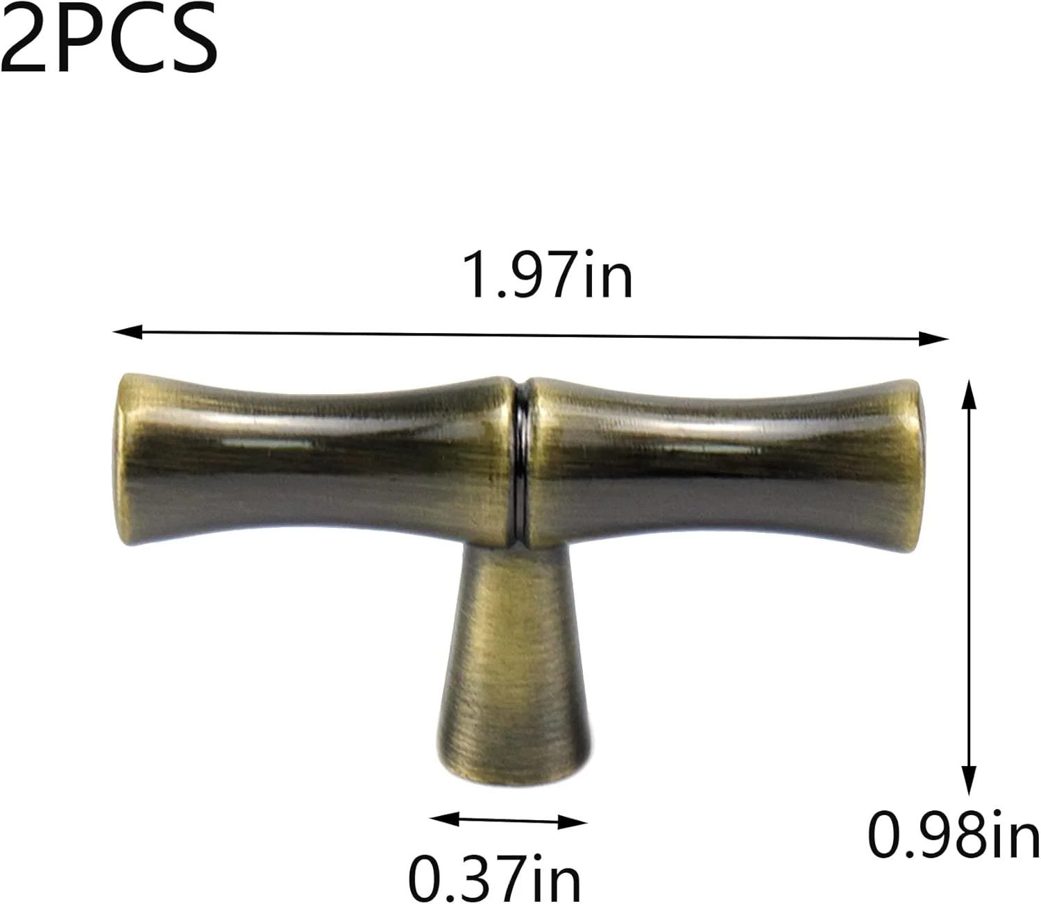 تیغال 2 عدد دستگیره کشو تک سوراخ طرح بامبو آلیاژ روی، طول 1.97 اینچ، دستگیره های جامد برنزی با پیچ برای کشو کابینت آشپزخانه و حمام اداری