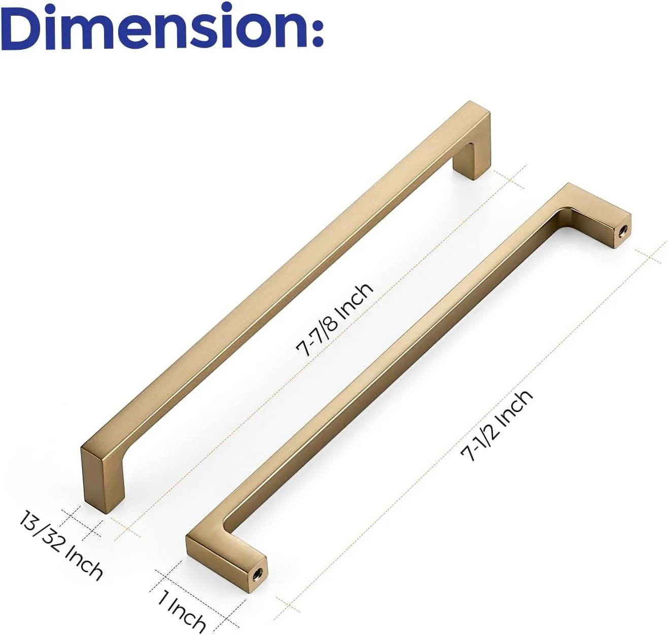 دستگیره کابینت آشپزخانه راوینته مدل مربع جامد 7-1/2 اینچی، بسته 30 عددی، رنگ برنز شامپاین، دستگیره کشو، سخت افزار کابینت آشپزخانه