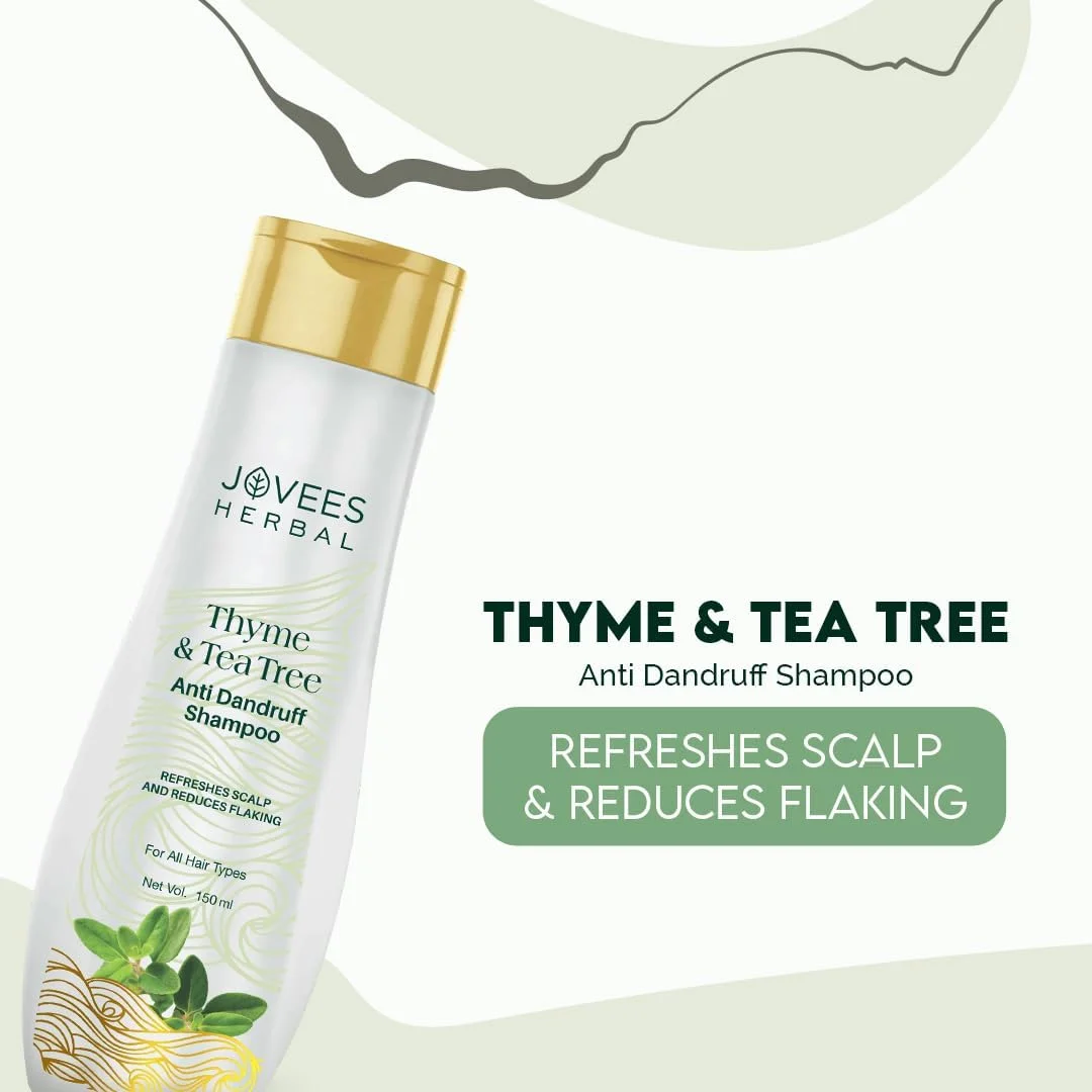 شامپو ضد شوره سر آویشن و درخت چای گیاهی جویز | حاوی عصاره درخت چای، آویشن و لیمو | مناسب انواع مو | جلوگیری از شوره سر و خشکی پوست سر 150 میلی لیتر