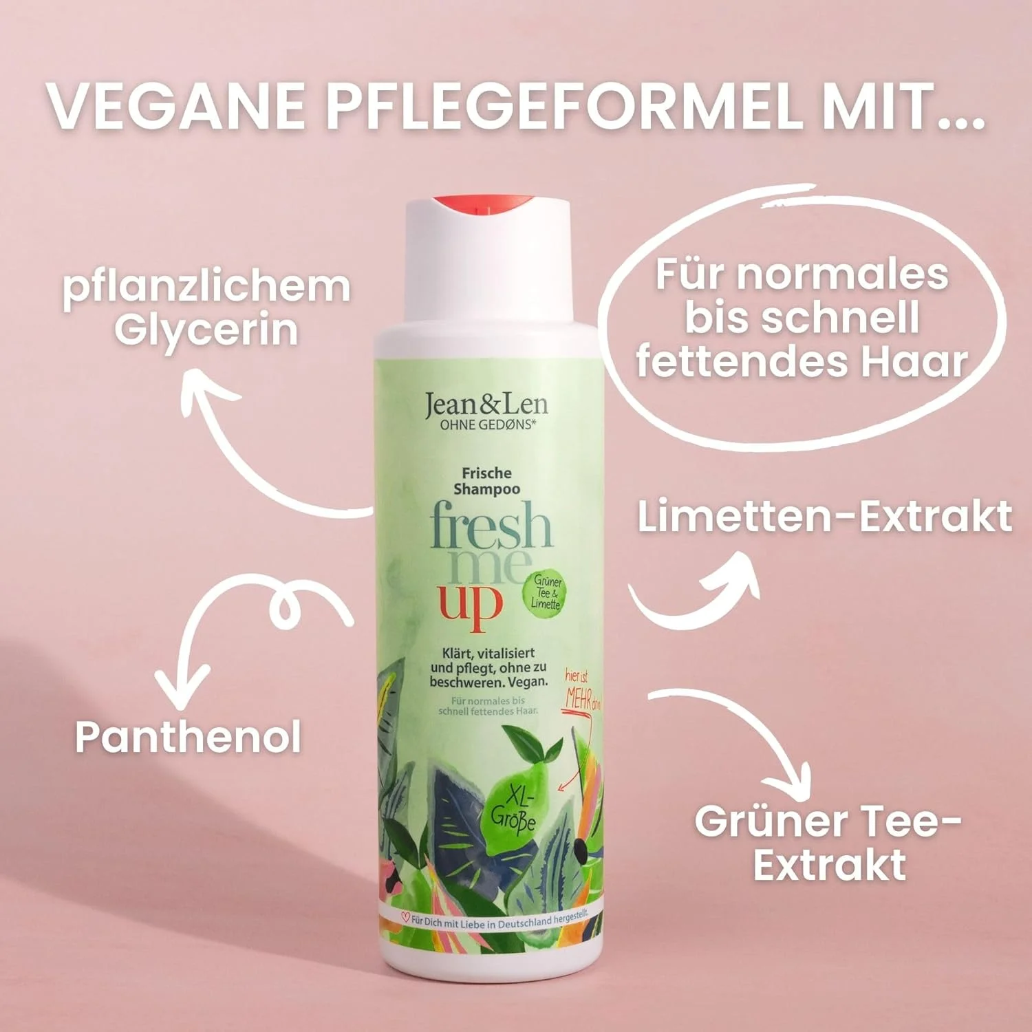 شامپو فرش چای سبز و لیمو Jean & Len، برای موهای معمولی تا چرب سریع، محافظت در برابر از دست دادن رطوبت، مراقبت متعادل کننده، فاقد سیلیکون و پارابن، وگان، 500 میلی لیتر شامپو فرش چای سبز و لیمو Jean & Len، برای موهای معمولی تا چرب سریع، محافظت در برابر از دست دادن رطوبت، مراقبت متعادل کننده، فاقد سیلیکون و پارابن، وگان، 500 میلی لیتر