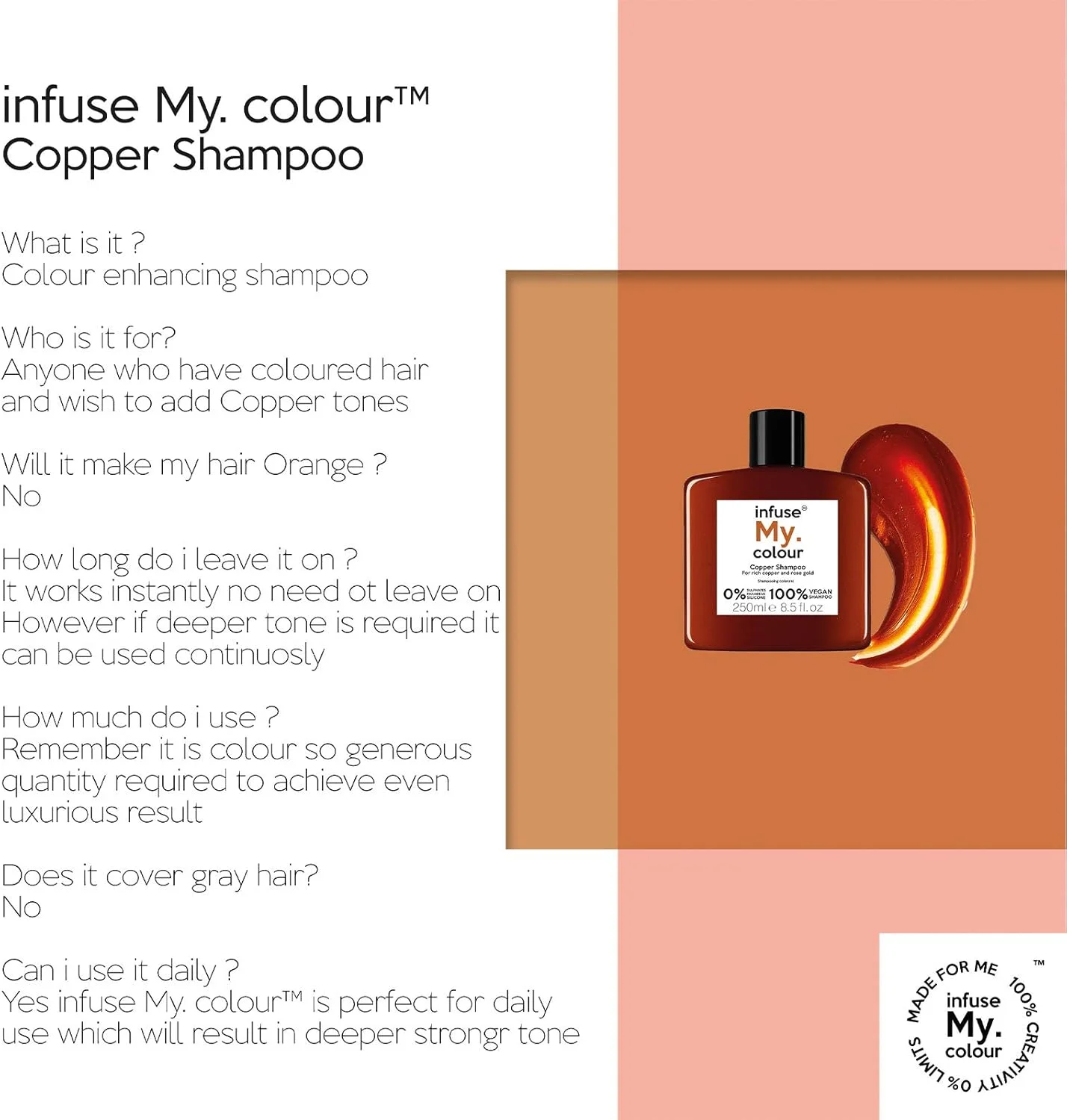 شامپو رنگساژ مسی اینفیوز مای کالر، 250 میلی لیتر (تک عددی)