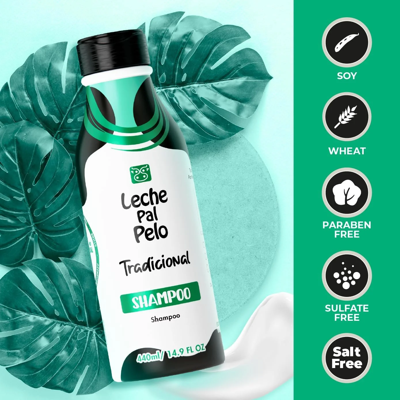 لچه پال پلو (شامپو) - شامپو بدون نمک با پروتئین های طبیعی سویا و گندم، پاک کننده عمیق برای موهای براق و ابریشمی، 440 میلی لیتر