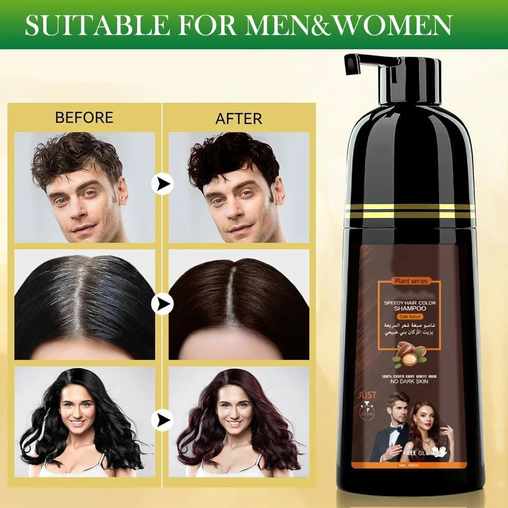 شامپو رنگ مو فوری LBOYLOVE®، شامپو رنگ نیمه دائمی برای موهای طبیعی، فرمول سریع الاثر برای آقایان و بانوان (قهوه ای طبیعی) شامپو رنگ مو فوری LBOYLOVE®، شامپو رنگ نیمه دائمی برای موهای طبیعی، فرمول سریع الاثر برای آقایان و بانوان (قهوه ای طبیعی)