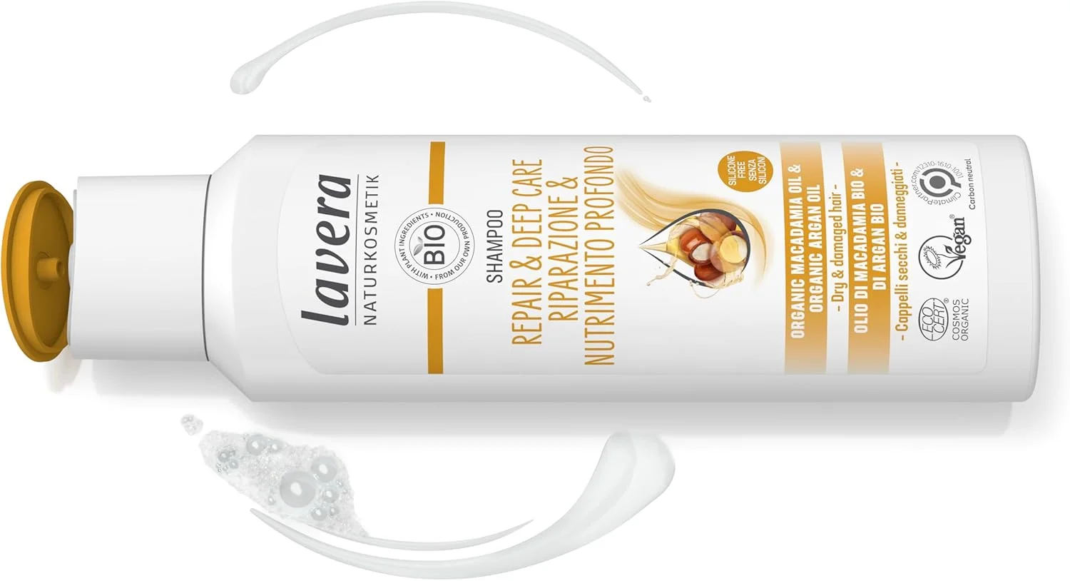 شامپو ترمیم کننده و مراقبت عمیق مو لاورا - بدون سیلیکون - بازسازی کننده قوی و مغذی - وگان - لوازم آرایشی طبیعی - 250 میلی لیتر