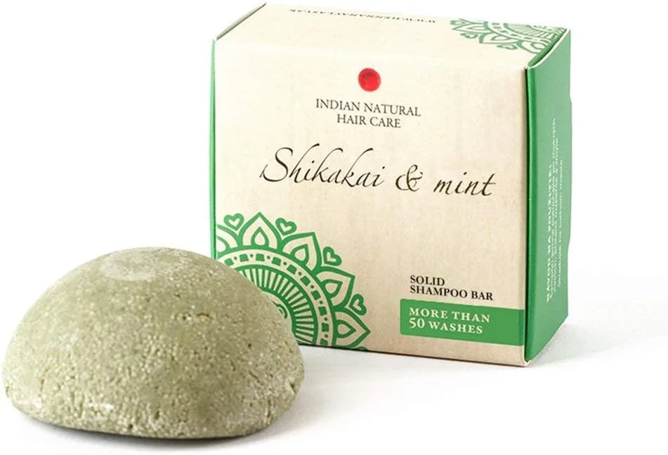 شامپو بار جامد مراقبت از موی طبیعی هندی - شیکاکای و نعناع - برای موهای معمولی تا چرب و مستعد شوره سر - 60 میلی لیتر