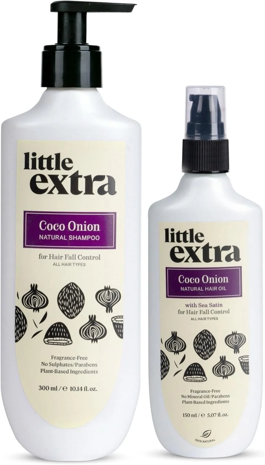 ست ترکیبی روغن نارگیل و پیاز Little Extra برای کنترل ریزش مو - روغن موی طبیعی 150 میلی لیتر + شامپو 300 میلی لیتر ست ترکیبی روغن نارگیل و پیاز Little Extra برای کنترل ریزش مو - روغن موی طبیعی 150 میلی لیتر + شامپو 300 میلی لیتر