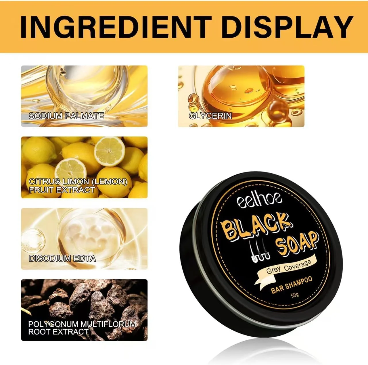 صابون شامپو برگرداننده موی خاکستری LBOYLOVE® بسته 2 عددی - صابون سیاه طبیعی برای پوشش موهای خاکستری - شامپو بار تیره کننده با جینسینگ و کنجد سیاه (وگان) - مرطوب کننده و مراقبت از پوست سر برای آقایان و بانوان صابون شامپو برگرداننده موی خاکستری LBOYLOVE® بسته 2 عددی - صابون سیاه طبیعی برای پوشش موهای خاکستری - شامپو بار تیره کننده با جینسینگ و کنجد سیاه (وگان) - مرطوب کننده و مراقبت از پوست سر برای آقایان و بانوان