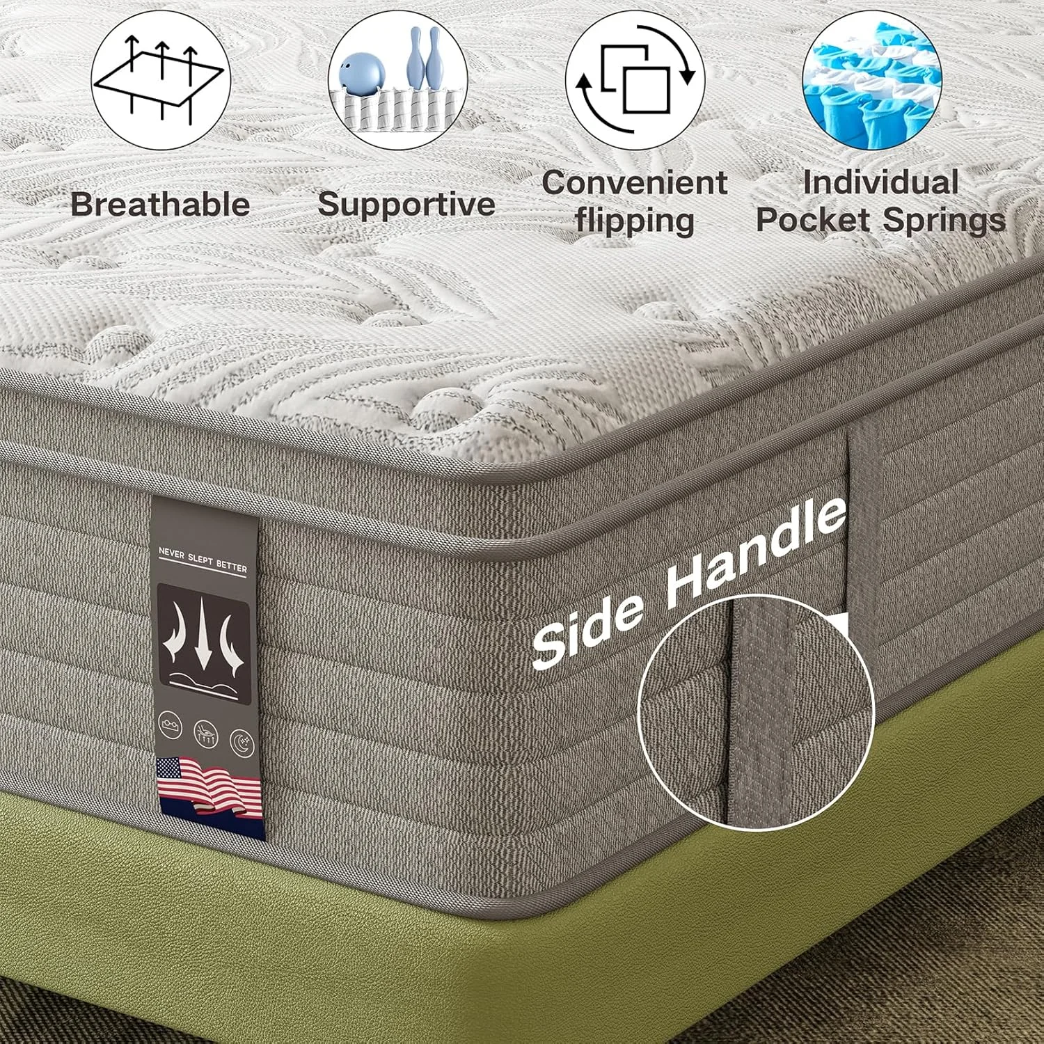 تشک سایز کینگ 35 سانتیمتری، تشکهای فوم حافظهدار هیبریدی در جعبه، فنرهای منفرد پاکتی برای جداسازی حرکت، تشک کینگ، درجه سفتی متوسط، پشتیبانی ارتقا یافته و تسکین فشار، دارای گواهینامه CertiPUR-US تشک سایز کینگ 35 سانتیمتری، تشکهای فوم حافظهدار هیبریدی در جعبه، فنرهای منفرد پاکتی برای جداسازی حرکت، تشک کینگ، درجه سفتی متوسط، پشتیبانی ارتقا یافته و تسکین فشار، دارای گواهینامه CertiPUR-US