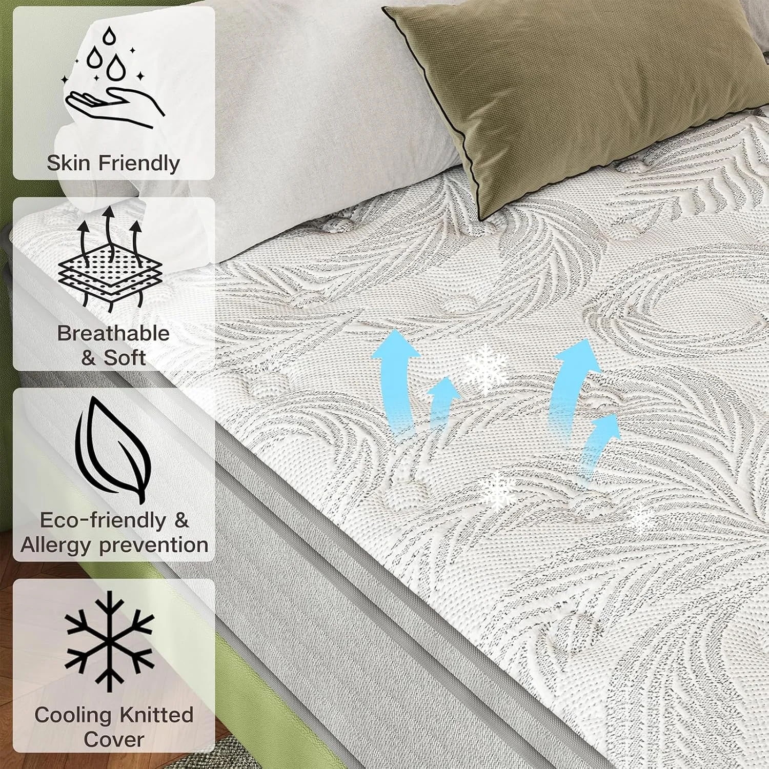 تشک سایز کینگ 35 سانتیمتری، تشکهای فوم حافظهدار هیبریدی در جعبه، فنرهای منفرد پاکتی برای جداسازی حرکت، تشک کینگ، درجه سفتی متوسط، پشتیبانی ارتقا یافته و تسکین فشار، دارای گواهینامه CertiPUR-US تشک سایز کینگ 35 سانتیمتری، تشکهای فوم حافظهدار هیبریدی در جعبه، فنرهای منفرد پاکتی برای جداسازی حرکت، تشک کینگ، درجه سفتی متوسط، پشتیبانی ارتقا یافته و تسکین فشار، دارای گواهینامه CertiPUR-US