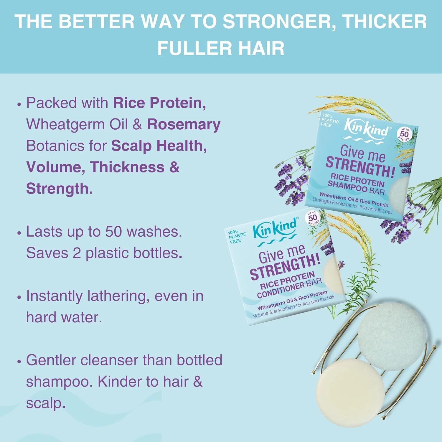 مجموعه شامپو بار کین‌کایند، 4 عدد بار سازگار با محیط زیست و بدون صابون، تغذیه کننده، براق کننده، تقویت کننده و پاک کننده با مواد طبیعی