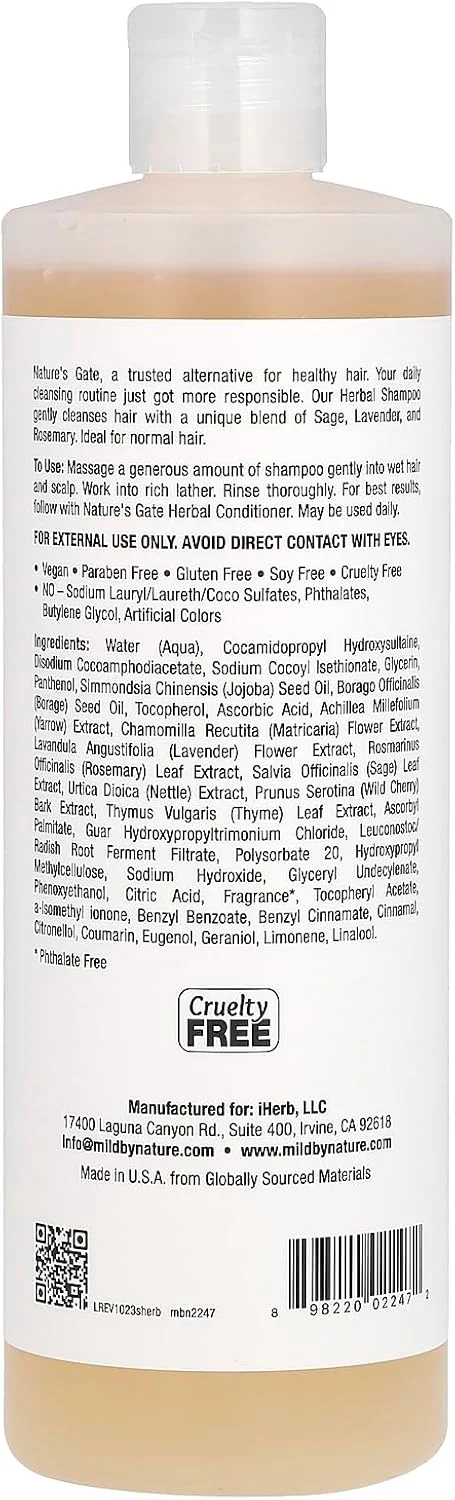 Mild By Nature, (Nature's Gate), شامپو گیاهی برای موهای معمولی، 473 میلی لیتر Mild By Nature, (Nature's Gate), شامپو گیاهی برای موهای معمولی، 473 میلی لیتر