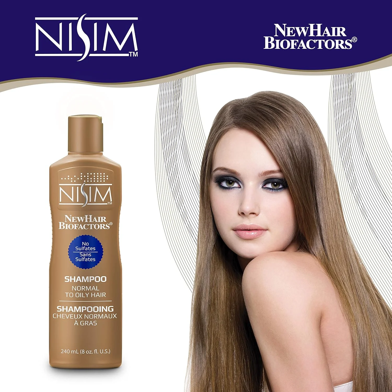 شامپو موهای چرب تا معمولی Nisim NewHair Biofactors - بدون سولفات 240ml/8oz