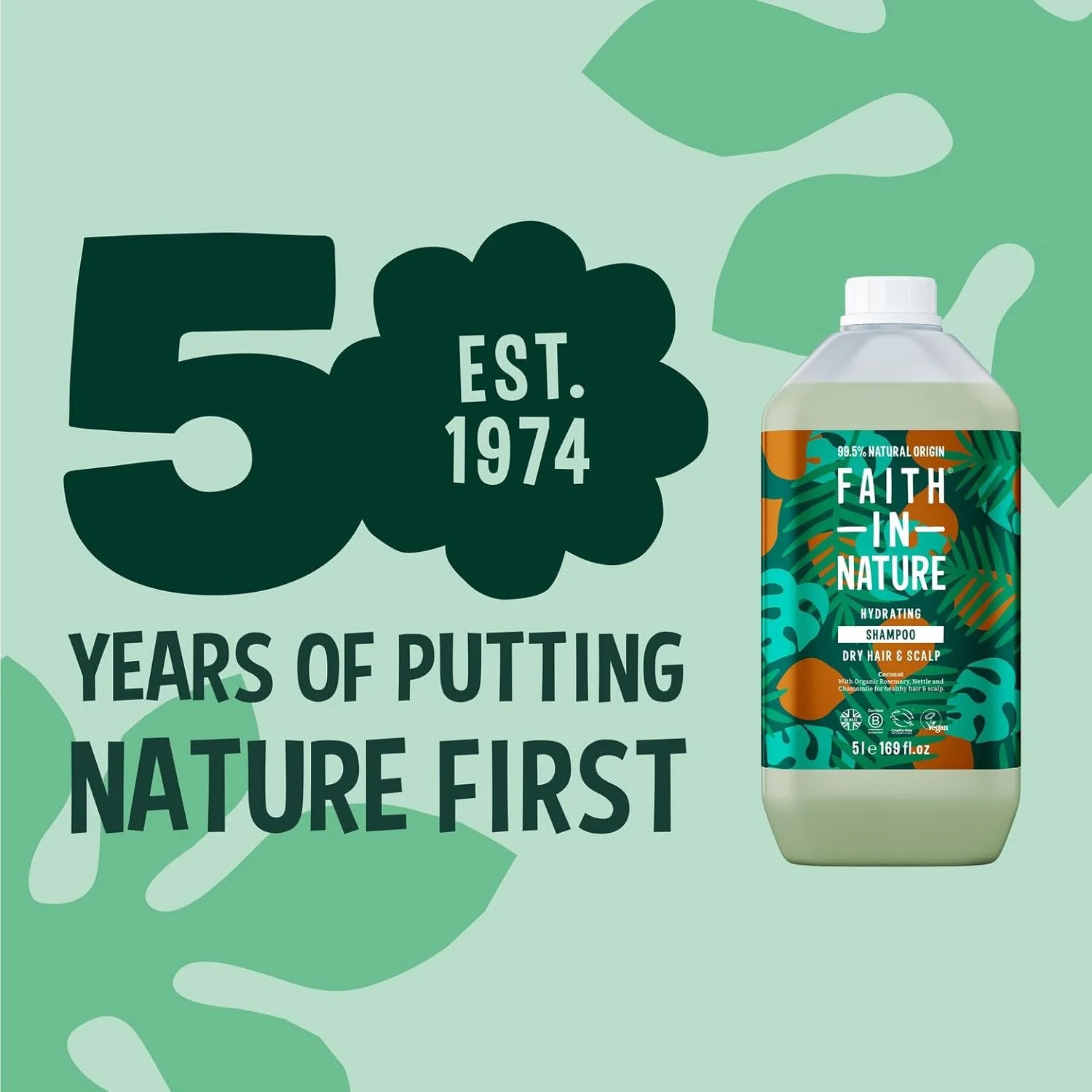 شامپو نارگیل طبیعی Faith In Nature، آبرسان، وگان و بدون تست حیوانی، بدون SLS یا پارابن، برای موهای معمولی تا خشک، بسته پر کننده 5 لیتری شامپو نارگیل طبیعی Faith In Nature، آبرسان، وگان و بدون تست حیوانی، بدون SLS یا پارابن، برای موهای معمولی تا خشک، بسته پر کننده 5 لیتری