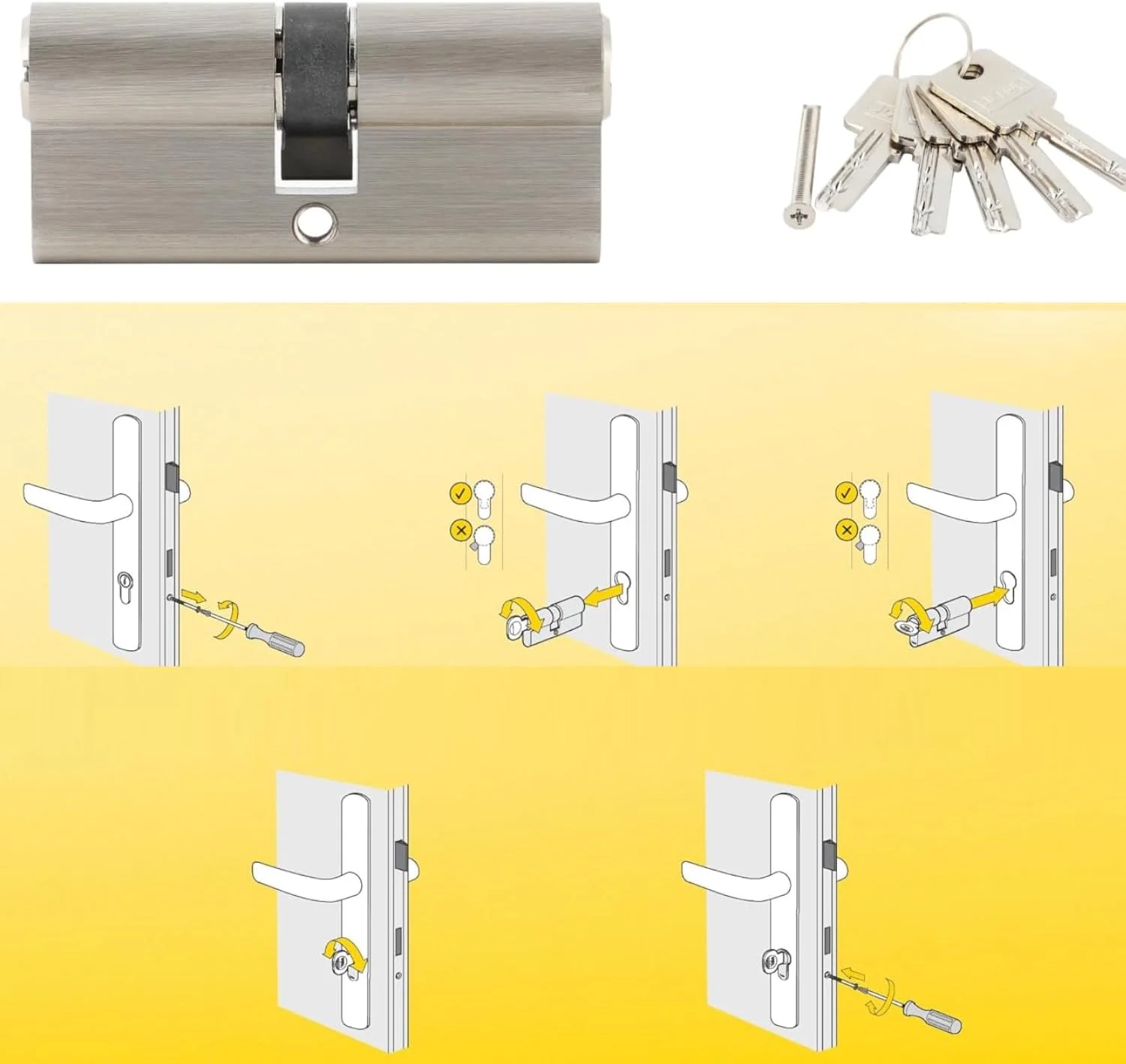 سیلندر قفل درب بیلا 70 میلی متر (35-35) با 5 کلید کامپیوتری ضد زنگ مناسب برای درب های چوبی و درب های آلومینیومی سیلندر قفل درب بیلا 70 میلی متر (35-35) با 5 کلید کامپیوتری ضد زنگ مناسب برای درب های چوبی و درب های آلومینیومی