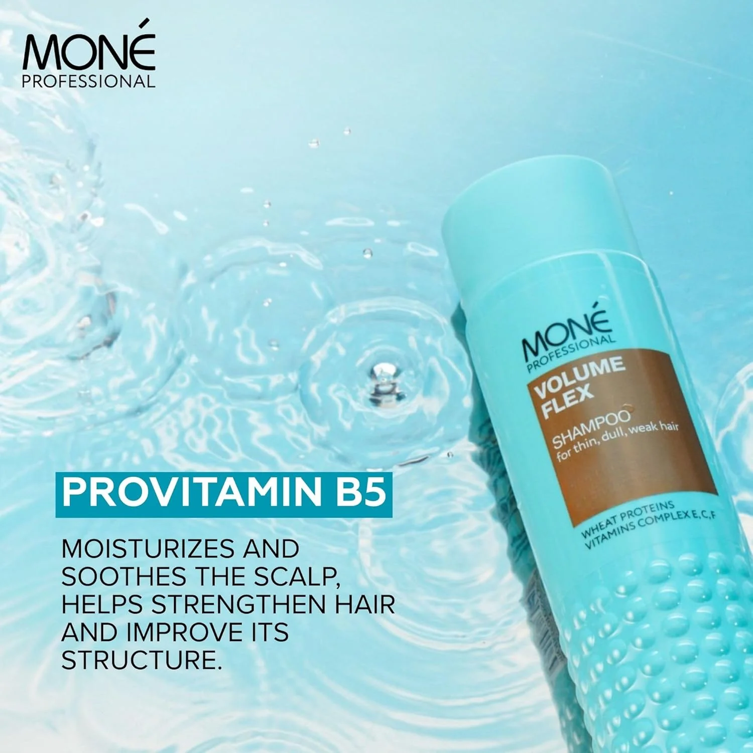 شامپو حجم دهنده موهای نازک، کم پشت و ضعیف Mone PROFESSIONAL – حجم و نرمی سبک با پروتئین گندم + ویتامین های E، C و F – pH 6.0 – 300 میلی لیتر شامپو حجم دهنده موهای نازک، کم پشت و ضعیف Mone PROFESSIONAL – حجم و نرمی سبک با پروتئین گندم + ویتامین های E، C و F – pH 6.0 – 300 میلی لیتر