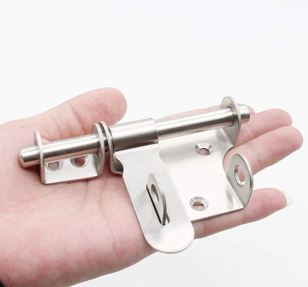 قفل زبانه کشویی درب دینگچی، قفل زبانه کشویی، قفل استیل ضد زنگ 4 اینچی با سوراخ قفل برای درب داخلی حصار، پرداخت برس خورده قفل زبانه کشویی درب دینگچی، قفل زبانه کشویی، قفل استیل ضد زنگ 4 اینچی با سوراخ قفل برای درب داخلی حصار، پرداخت برس خورده