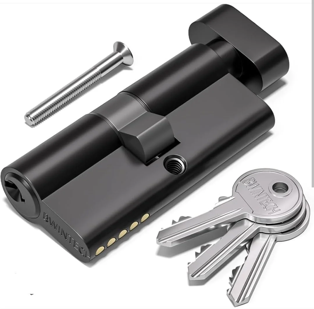 سیلندر قفل درب 70 میلیمتری با 3 کلید، مشکی - یک طرف دستگیره و یک طرف کلید سیلندر قفل درب 70 میلیمتری با 3 کلید، مشکی - یک طرف دستگیره و یک طرف کلید