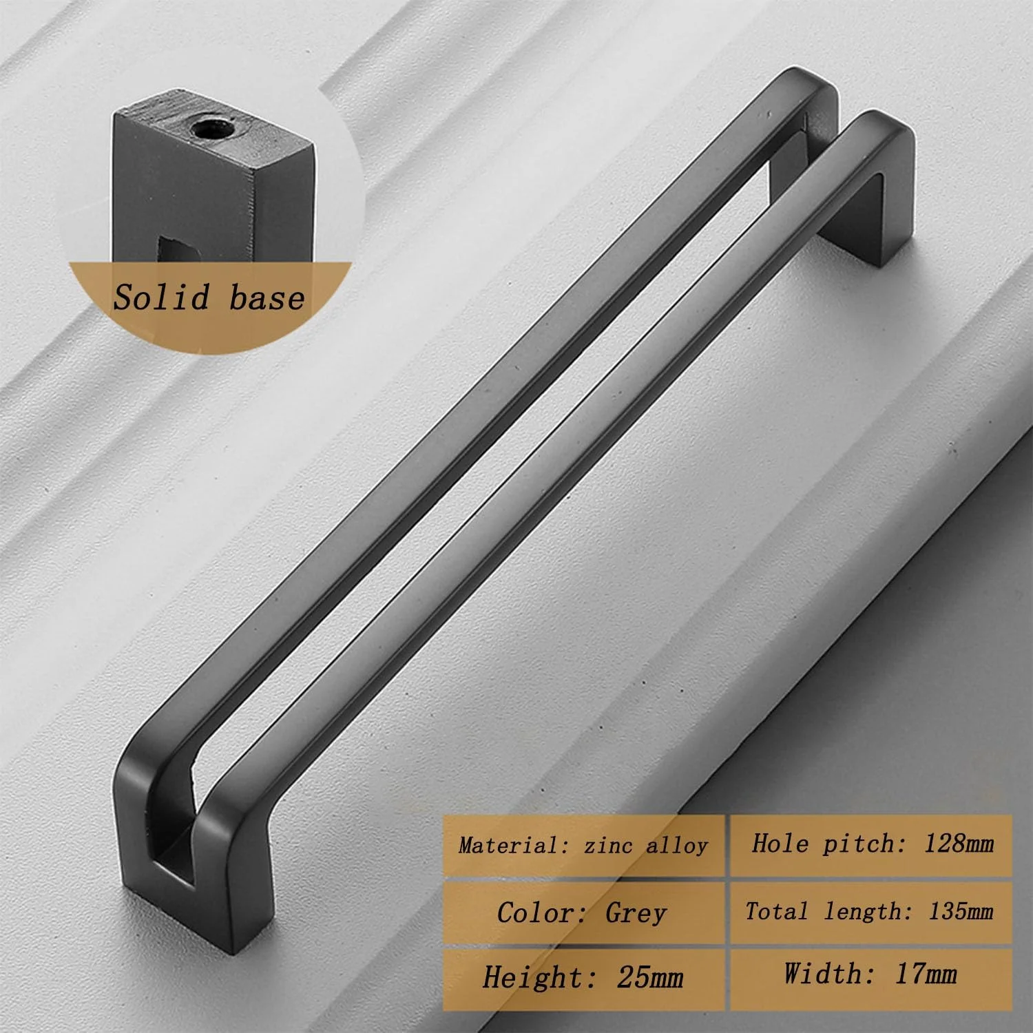 دسته کابینت آشپزخانه WJXFHTD بسته 4 عددی، دستگیره درب کابینت مدرن مینیمالیستی، دستگیره کشو کابینت آرت دکو، دستگیره آلیاژ روی (خاکستری)