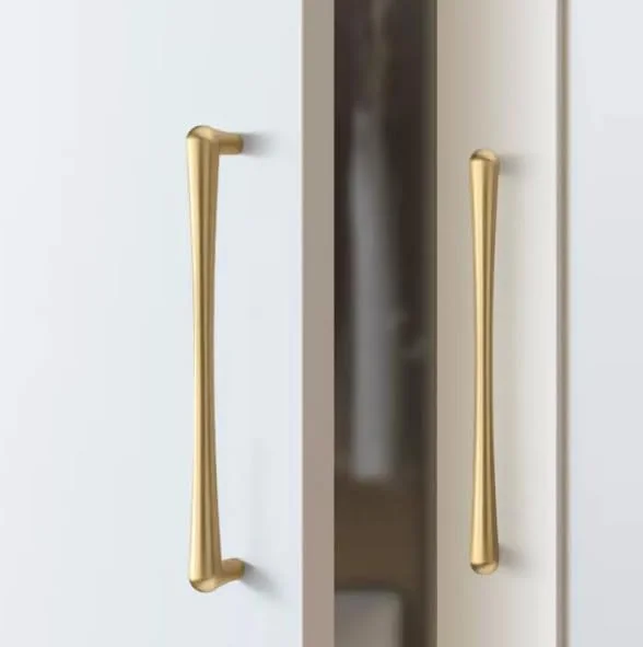 دستگیره کابینت طلایی، دستگیره درب آشپزخانه استیل ضد زنگ، دستگیره کمد کشو با پیچ، 6 عدد، (138 میلی متر، فاصله سوراخ 128 میلی متر)