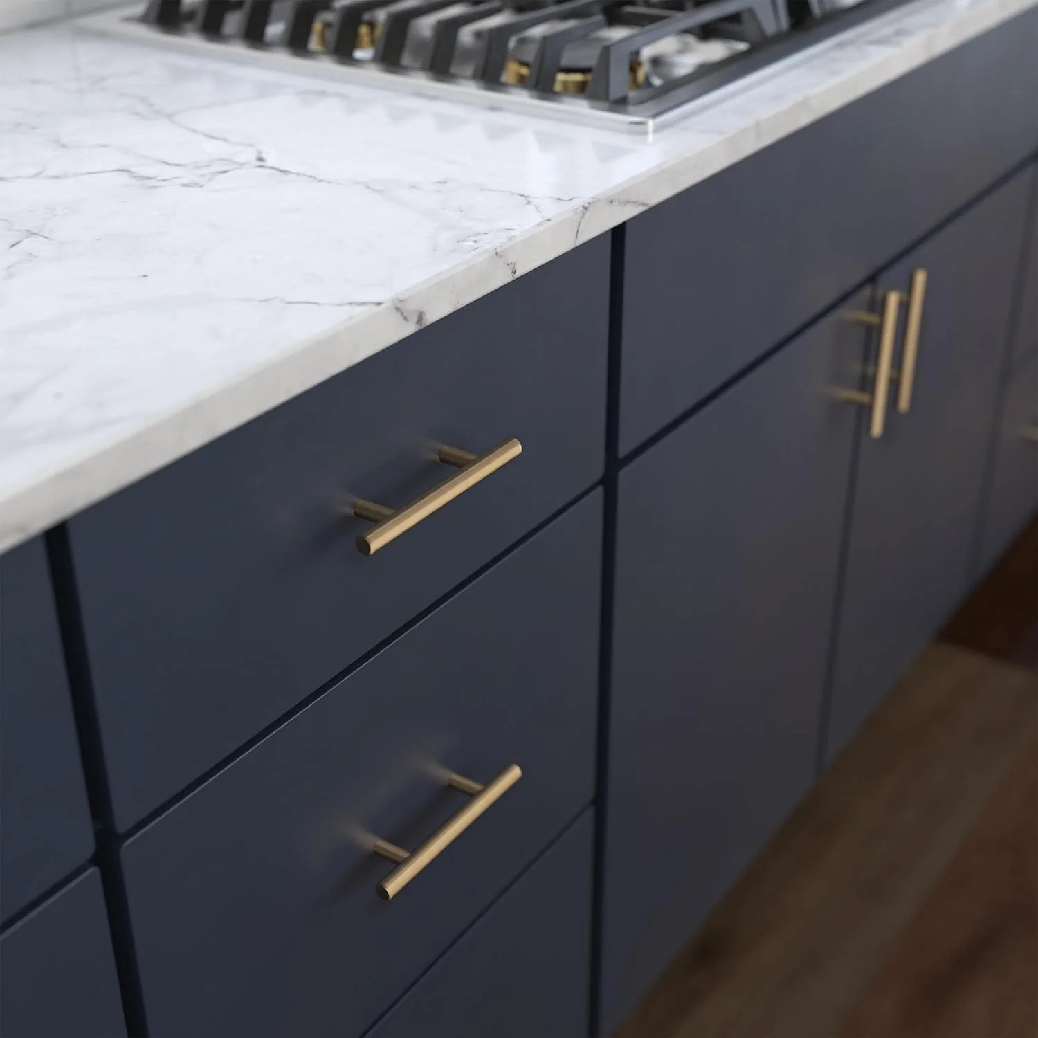 دستگیره کابینت میله ای جامد فرانکلین براس (بسته 10 عددی) 3 اینچی از مرکز تا مرکز، برنزی شامپاین، دستگیره کشو، سخت افزار کابینت، دستگیره طلایی کمد BAR076Z-CZ-B