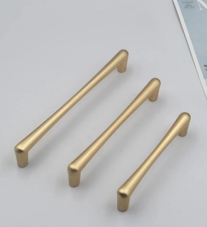 دستگیره کابینت طلایی، دستگیره درب آشپزخانه استیل ضد زنگ، دستگیره کمد کشو با پیچ، 6 عدد، (138 میلی متر، فاصله سوراخ 128 میلی متر)