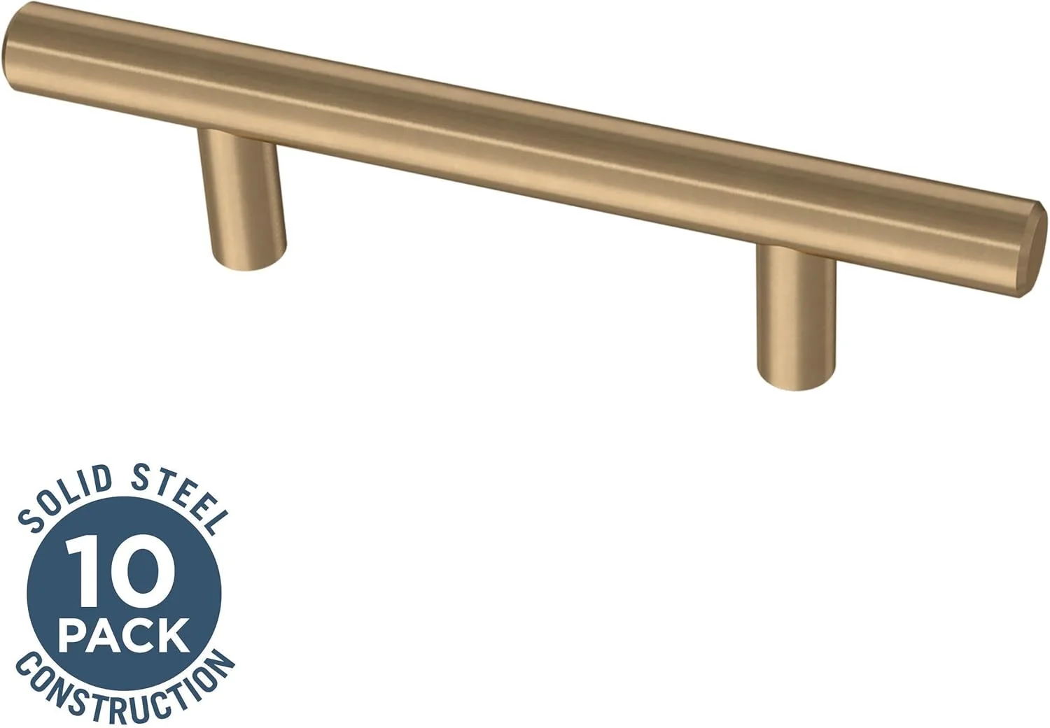 دستگیره کابینت میله ای جامد فرانکلین براس (بسته 10 عددی) 3 اینچی از مرکز تا مرکز، برنزی شامپاین، دستگیره کشو، سخت افزار کابینت، دستگیره طلایی کمد BAR076Z-CZ-B