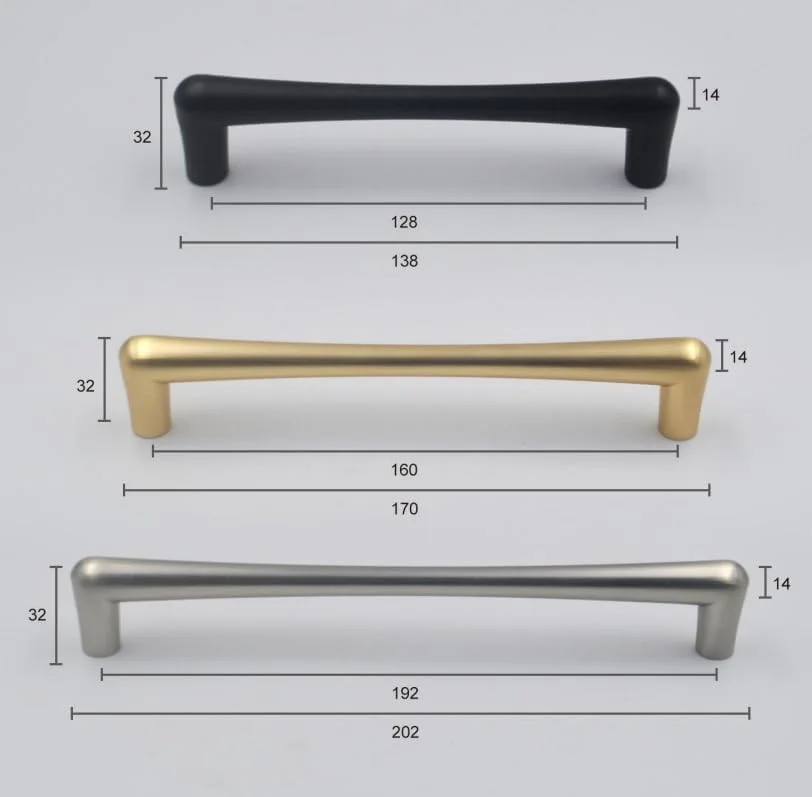 دستگیره کابینت طلایی، دستگیره درب آشپزخانه استیل ضد زنگ، دستگیره کمد کشو با پیچ، 6 عدد، (138 میلی متر، فاصله سوراخ 128 میلی متر)