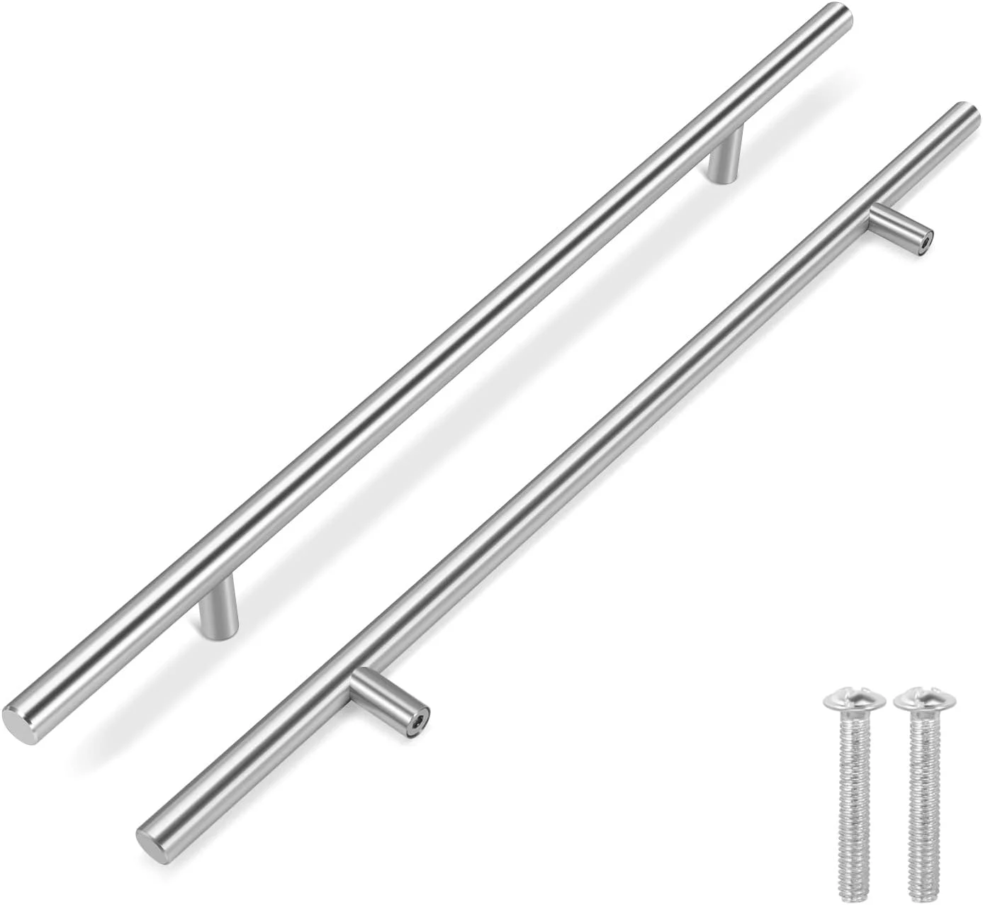 دستگیره کابینت آشپزخانه فلکسیون، بسته 5 عددی، نقره ای، کشو، 45.72 سانتی متر، فاصله مرکز سوراخ 28.7 سانتی متر، میله T شکل استیل ضد زنگ با نیکل برس خورده ساتن، سخت افزار برای درب کابینت آشپزخانه، مبلمان حمام