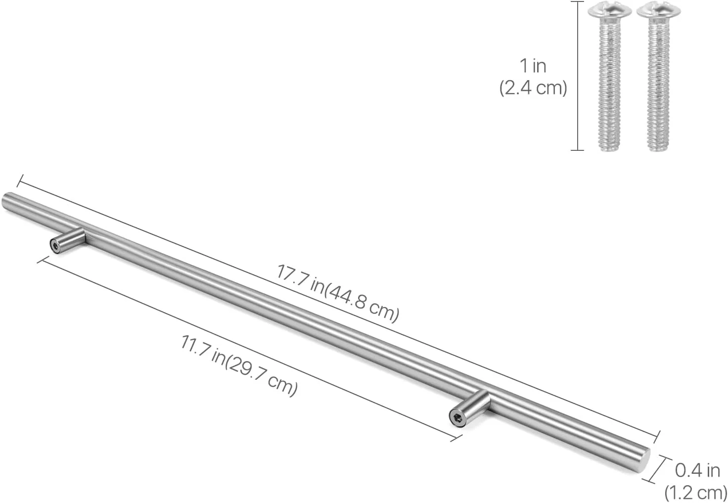 دستگیره کابینت آشپزخانه فلکسیون، بسته 5 عددی، نقره ای، کشو، 45.72 سانتی متر، فاصله مرکز سوراخ 28.7 سانتی متر، میله T شکل استیل ضد زنگ با نیکل برس خورده ساتن، سخت افزار برای درب کابینت آشپزخانه، مبلمان حمام
