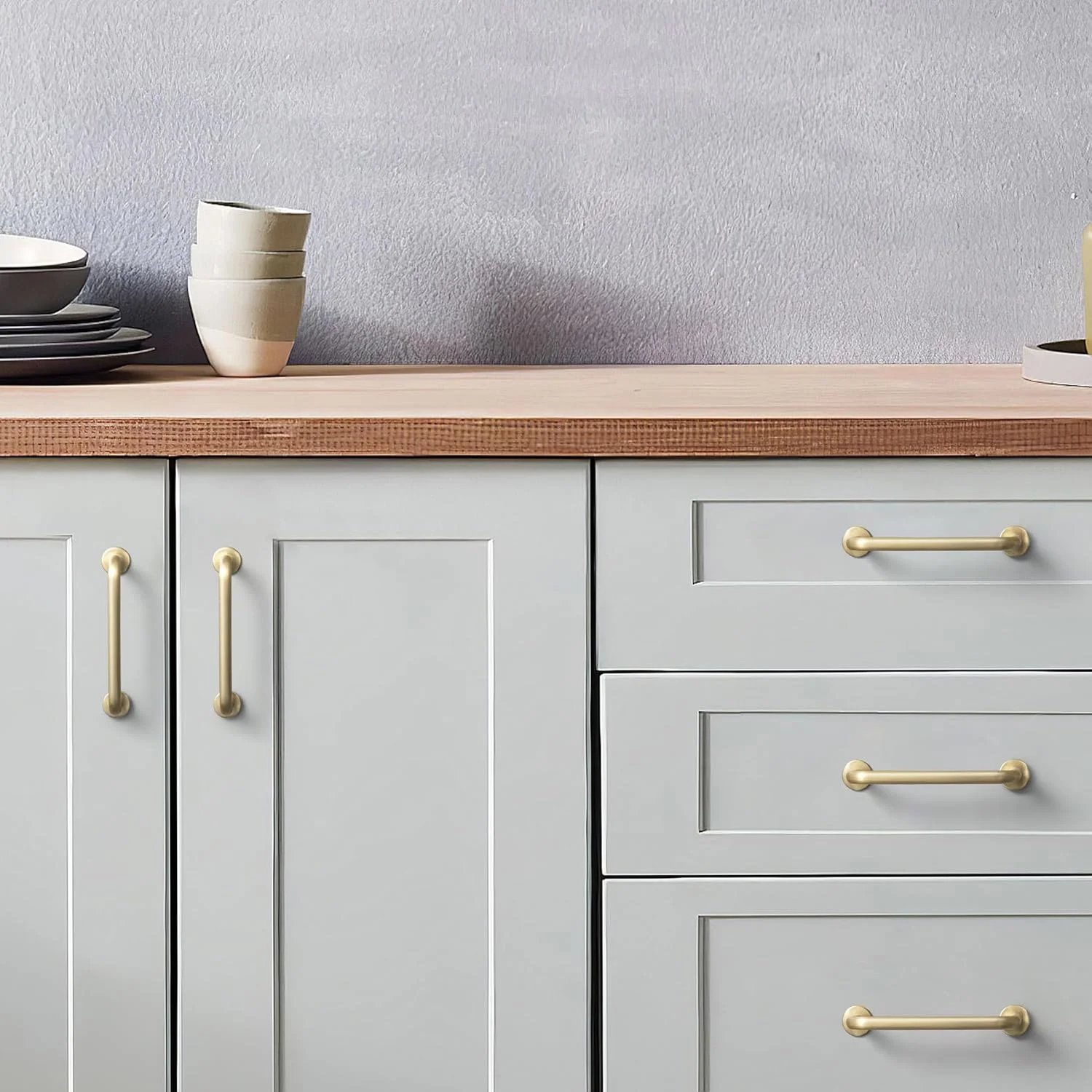 دستگیره کابینت و کشو برنجی مات Goo-Ki، بسته 6 عددی، 128 میلی متر، آلیاژ روی جامد، دستگیره میله ای طلایی مدرن برای کمد، دراور، کمد لباس و مبلمان