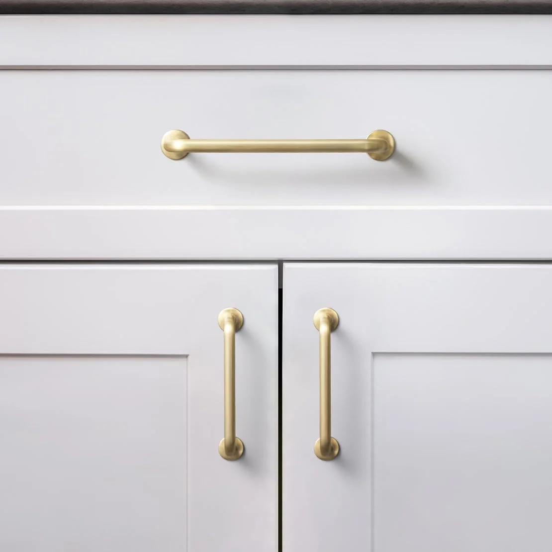 دستگیره کابینت و کشو برنجی مات Goo-Ki، بسته 6 عددی، 128 میلی متر، آلیاژ روی جامد، دستگیره میله ای طلایی مدرن برای کمد، دراور، کمد لباس و مبلمان