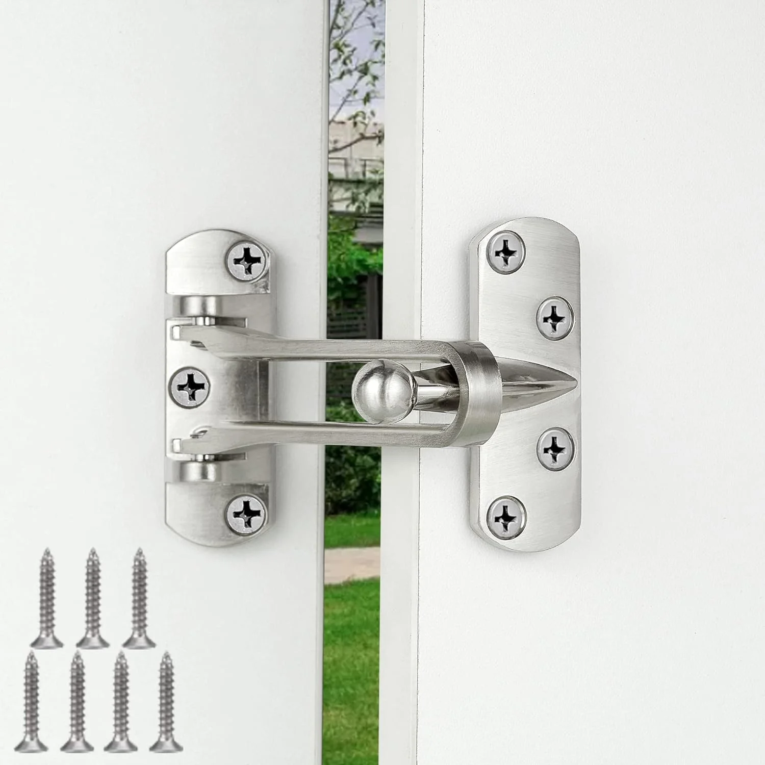 قفل درب امنیتی Joyzzz، قفل میله ای چرخشی آلیاژ آلومینیوم ضخیم و جامد، قفل تقویت کننده درب منزل برای درهای چرخشی، قفل گیره درب تقویت کننده ایمنی برای هتل آپارتمان منزل