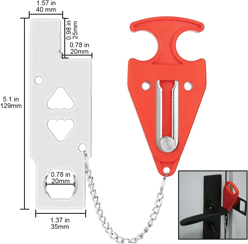 قفل درب قابل حمل Kigauru، فولاد ضد زنگ، بدون نیاز به سوراخکاری، قفل درب امنیتی هتل و منزل برای مسافران، استاپر درب هتل با استحکام بالا برای جلوگیری از ورود غیرمجاز، ایجاد امنیت و حریم خصوصی بیشتر
