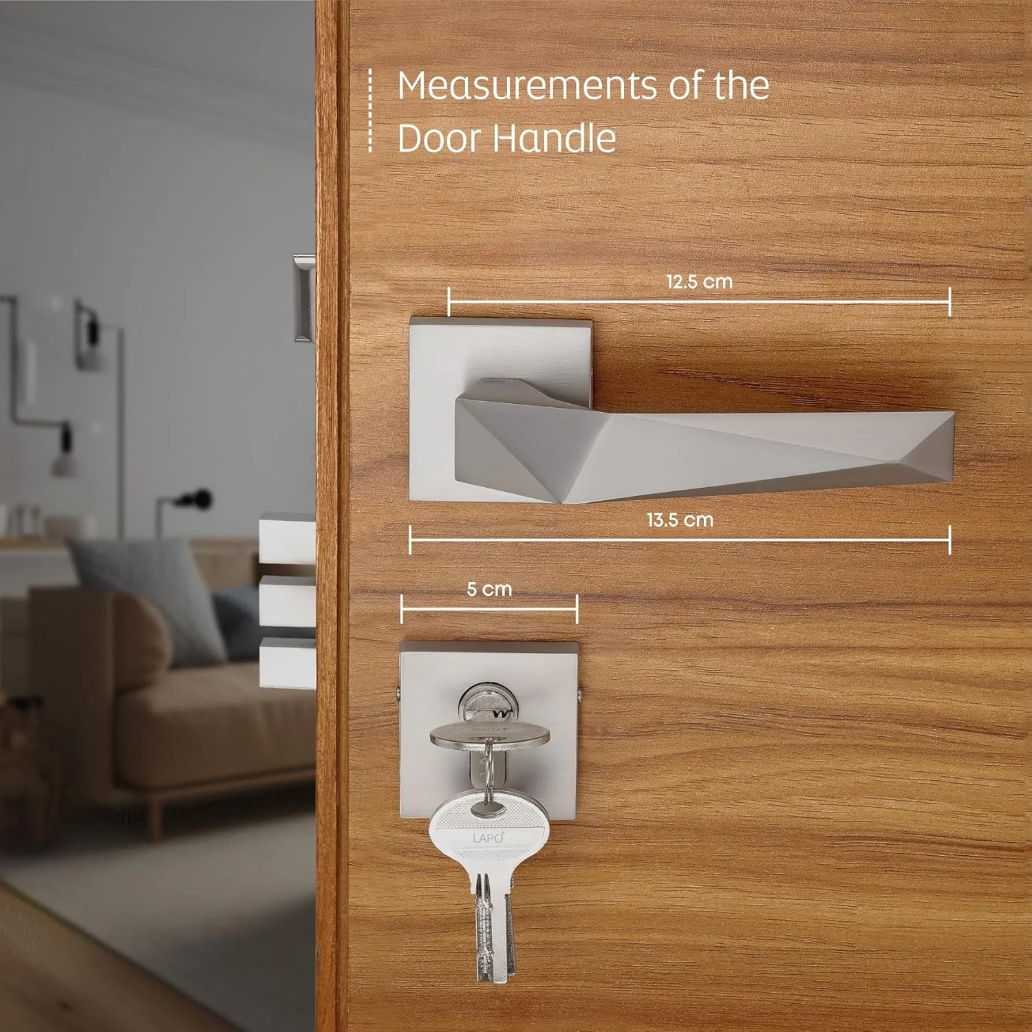 قفل درب آپارتمانی LAPO، قفل درب با امنیت بالا برای درب ورودی و اتاق خواب، روی و برنج بادوام، روکش مات، ست دستگیره قفل درب، 3 کلید برنجی | روکش مات