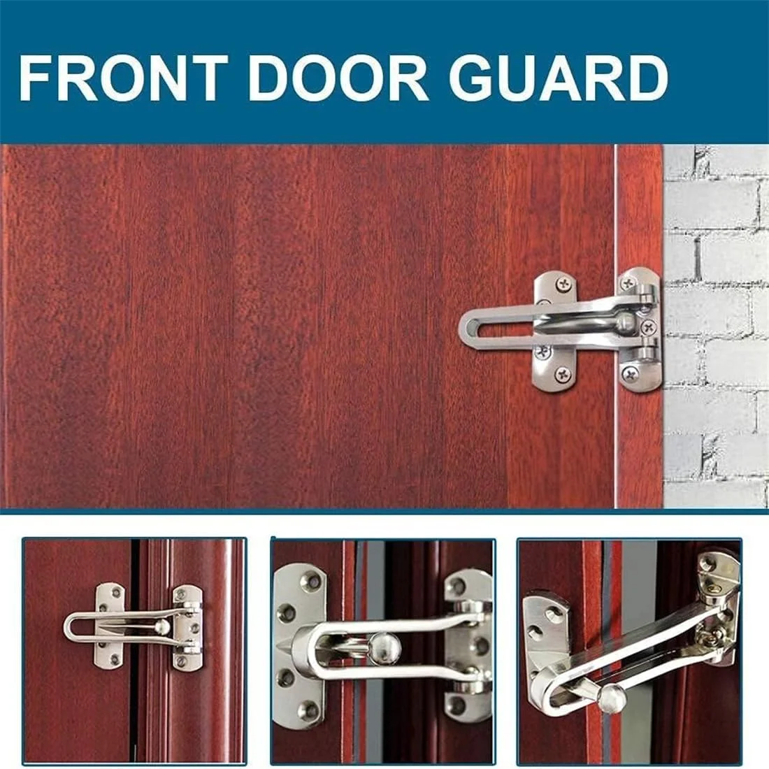 قفل درب امنیتی Joyzzz، قفل میله ای چرخشی آلیاژ آلومینیوم ضخیم و جامد، قفل تقویت کننده درب منزل برای درهای چرخشی، قفل گیره درب تقویت کننده ایمنی برای هتل آپارتمان منزل