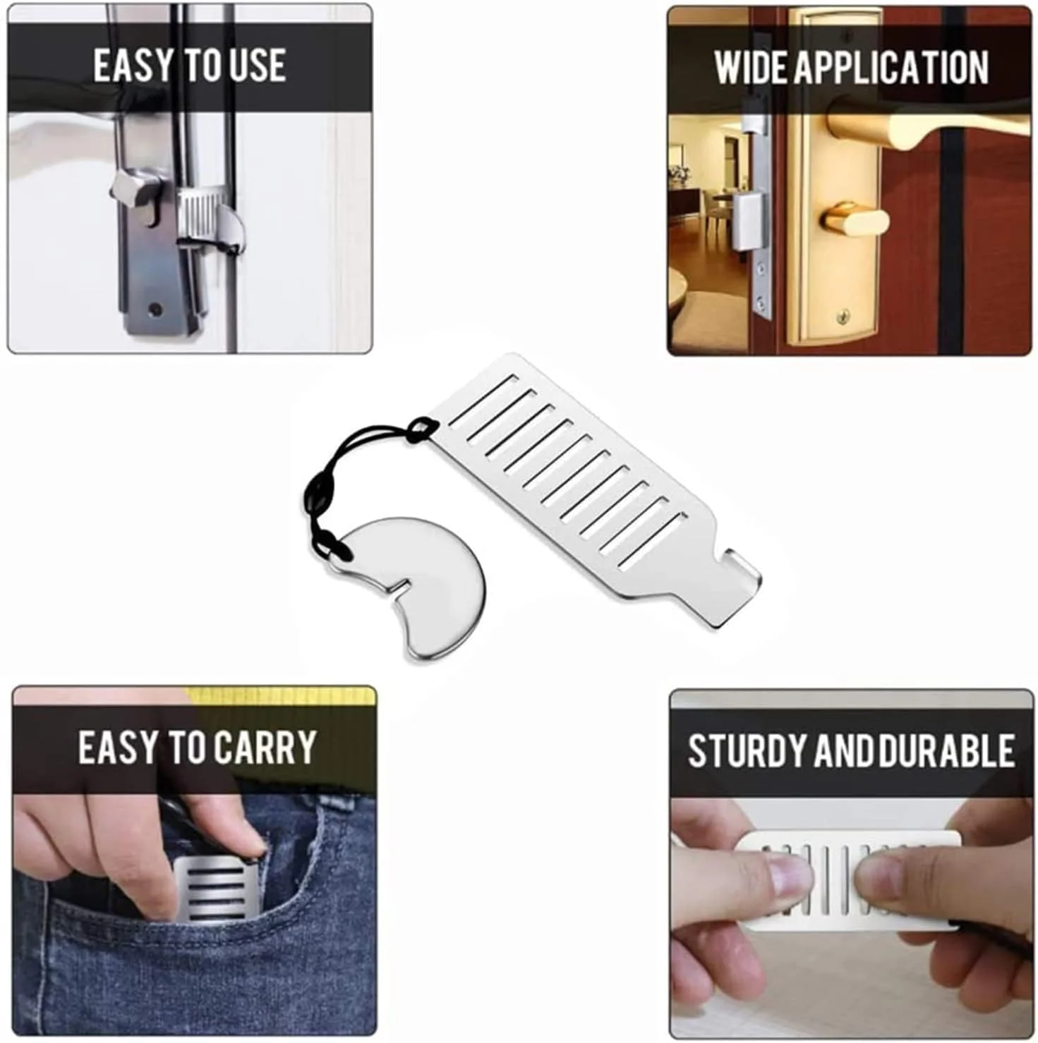 قفل درب قابل حمل خزنه، قفل مسافرتی محافظت بدون پانچ حریم خصوصی محافظ درب استیل ضد زنگ قفل درب مسافرتی محافظت از هتل های توریستی، خانه ها، آپارتمان ها، مدارس