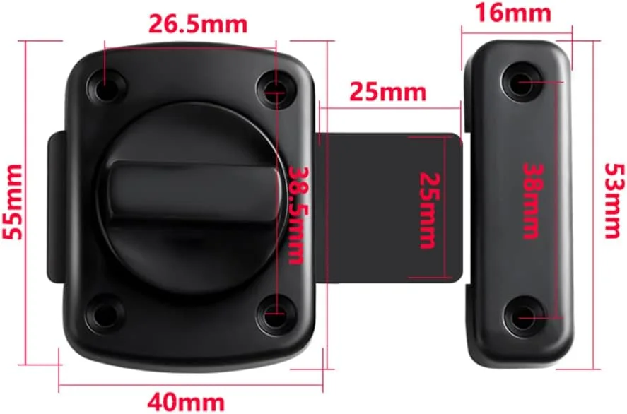 قفل چرخشی درب، قفل ایمنی درب، آبکاری شده مشکی